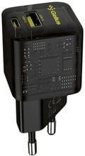 Gelius Wall Charger Genesis USB+USB-C GaN 30W Transparent Black (GP-HC055)