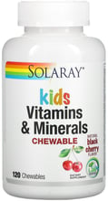 Solaray Children's Chewable Vitamins and Minerals 120 Chewables Natural Black Cherry Flavor Мультивитамины для детей со вкусом вишни