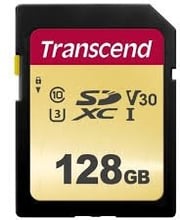 Transcend 128GB SDXC Class 10 UHS-I U3 V30 (TS128GSDC500S)