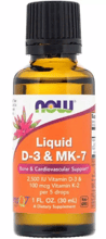 NOW Foods Liquid D-3 And MK-7 Витамин Д3 и МК-7 30 мл