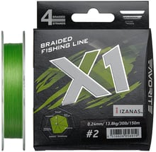 Шнур Favorite X1 PE 4x 150m (l.green) # 2.0 / 0.240mm 30lb / 13.8kg (1693.11.33)