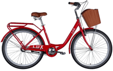 Велосипед ST 26" Dorozhnik LUX планет рама з багажником задн St з кошиком Pl з крилом St 2024 (червоний) (OPS-D-26-251)
