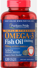 Puritan's Pride Triple Strength Omega-3 Fish Oil 1360 mg (950 mg Active Omega-3) 120 softgels Омега-3 тройной силы