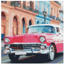 Алмазная мозаика Strateg Розовый автомобиль Гавани GA0007 50х50 см