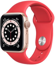 Apple Watch Series 6 40mm GPS Gold Aluminum Case with (PRODUCT) RED Sport Band