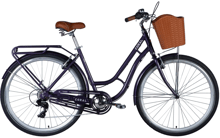 Велосипед AL 28" Dorozhnik CORAL FRW Vbr рама с багажником задн St с корзиной Pl с крылом St 2024 (сливовый) (OPS-D-28-405)