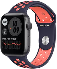 Apple Watch Series 6 Nike 44mm GPS Space Gray Aluminum Case with Blue Black / Bright Mango Nike Sport Band (M02M3,MG3X3AM)