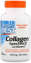 Doctor's Best, Collagen Types 1 and 3 with Vitamin C, 1,000 mg, 180 Tablets (DRB-00204)