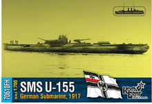 Немецкая подводная лодка COMBRIG U-155, 1917 (полная версия корпуса, уотерлиния)