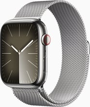 Apple Watch Series 9 45mm GPS+LTE Silver Stainless Steel Case with Silver Milanese Loop (MRMQ3)
