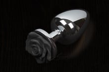 Пікантні Штучки Rose Small - маленька анальна пробка, 6х3 см, чорний