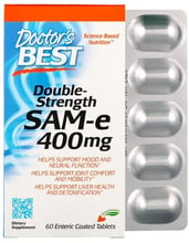 Doctor's Best, SAM-e Double Strength 400 mg Аденозилметионин 60 таблеток