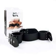 Нашийник з натуральною шкірою Art of Sex - Bondage Collar with Handcuffs