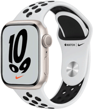 Apple Watch Series 7 Nike 45mm GPS+LTE Starlight Aluminum Case with Pure Platinum/Black Nike Sport Band (MKL43)