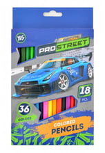 Карандаши двухцветные Yes 18/36 цветов Street racing (290488)