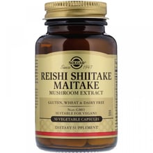 Solgar Reishi Shiitake Maitake Mushroom Extract Солгар Лечебные грибы рейши, шиитаке и майтаке, экстракт 50 капсул 