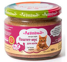 Влажный корм для кошек Леопольд Паштет-мусс с индейкой упаковка 300 г х 6 шт. (4820185490313-6)