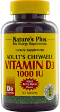 Natures Plus Vitamin D3 Витамин Д3 с ягодным вкусом 1000 МЕ 90 жевательных таблеток