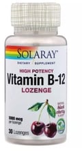 Solaray Vitamin B12 Natural black cherry flavor 5000 mcg Витамин B12 30 леденцов