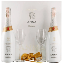 Ігристе вино Codorniu Anna Blanc de Blancs Brut Reserve біле брют 1.5 л (2 шт. по 0.75 л) + два келихи (BWR8164)