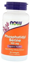 NOW Foods PHOS SERINE/GINKGO 100/60 mg 50 SGELS Фосфатидилсерин с экстрактом Гинкго билоба