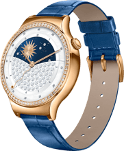 Huawei Watch Rose Gold Stainless Steel with Pearl White Leather Strap made with Sawarovaki Zircon