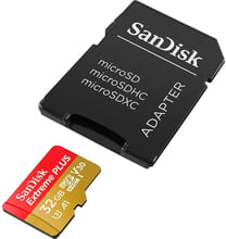 SanDisk 32GB microSDHC Class 10 UHS-I U3 A1 V30 Extreme Plus + adapter (SDSQXBG-032G-GN6MA)