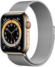 Apple Watch Series 6 40mm GPS+LTE Gold Stainless Steel Case with Silver Milanese Loop (M0D93,MTU22AM)