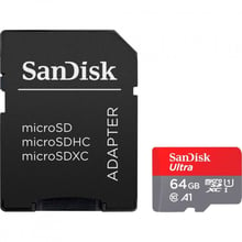 SanDisk 64GB microSDXC Сlass 10 UHS-I U1 A1 Ultra + adapter (SDSQUAB-064G-GN6MA)