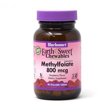 Bluebonnet Earth Sweet Chewables Methylfolate 800 mcg Метилфолат 90 жевательных таблеток