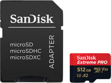 SanDisk 512GB microSDXC UHS-I U3 Extreme Pro + adapter (SDSQXCD-512G-GN6MA)