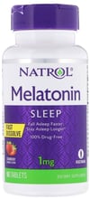 Natrol Melatonin, Fast Dissolve, Strawberry, 1 mg, 90 Tablets (NTL-06324)