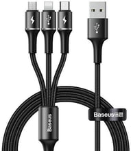 Baseus USB Cable to Lightning/microUSB/USB-C Halo Data 1.2m Black (CAMLT-HA01)