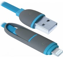 Defender USB Cable to Lightning/microUSB 1m Blue (87487)