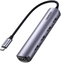 Ugreen Adapter CM417 USB-C to 4*USB 3.0+HDMI Space Gray (20197)