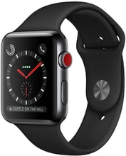 Apple Watch Series 3 42mm GPS+LTE Space Black Stainless Steel Case with Black Sport Band (MQK92)