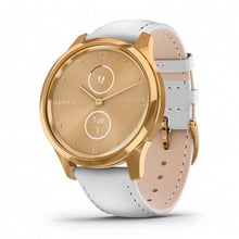 Garmin Vivomove Luxe 24K Gold PVD Stainless Steel Case with White Italian Leather Band (010-02241-08)