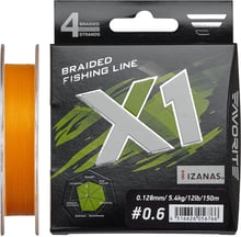 Шнур Favorite X1 PE 4x 150m (orange) # 0.6 / 0.128mm 12lb / 5.4kg (1693.11.18)