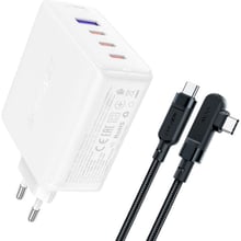 Acefast Wall Charger 3xUSB-C+USB A37 100W USB-C Cable White