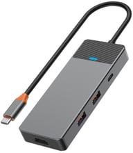 WIWU Adapter Linker A721HD 7in1 USB-C to USB-C+2xUSB3.1+HDMI+SD/MicroSD+PD Grey