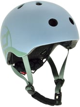 Шлем защитный детский Scoot&Ride серо-синий, с фонариком, 51-55см (S/M) (SR-190605-STEEL)