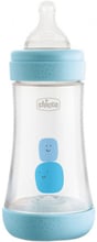 Бутылочка для кормления пластиковая Chicco PERFECT 5 с силиконовой соской 2м+ 240 мл Голубая (20223.20.40)