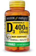 Mason Natural Vitamin D 400 ME Витамин D со вкусом ванили 100 жевательных таблеток