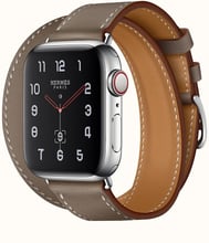 Apple Watch Series 4 Hermes 40mm GPS+LTE Stainless Steel Case with Etoupe Swift Leather Double Tour (H074200CJ18)