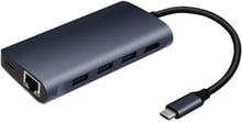 COTEetCI Adapter USB-C to USB-C+3xUSB+HDMI+RJ45+SD Grey (MB1086)