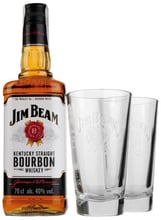 Бурбон Jim Beam White 40% 0.7 л + 2 стакана Хайболл (DDSBS1B098)