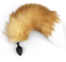 Силіконова анальна пробка з хвостом з натурального хутра Art Foxy fox