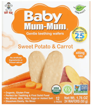 Hot Kid Baby Mum-Mum, органічні рисові галети з бататом та морквою 24 галети по 50 г