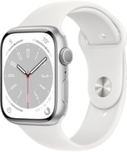 Apple Watch Series 8 45mm GPS Silver Aluminum Case with White Sport Band (MP6N3, MP6Q3)