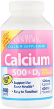 21st Century Calcium 500 + D3 Plus Extra D3, 500 mg/600 IU 400 Cplts